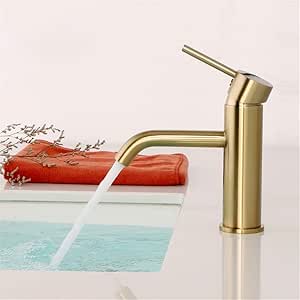 Baño de oro del grifo del lavabo de latón macizo cepillado de lavado