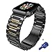 for Apple Watch Band 42mm Stainless Steel, iWatch Replacement Metal Link Bracelet for 42mm Apple Watch Series 3 2 1 with Double Button Butterfly Folding Clasp (Black)