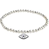 ZVVBOO 925 Sterling Silver Stretch Bracelet with Heart Pendant, Mother of Pearl, Women’s Fine Jewelry, Gift for Party