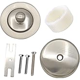 Lift and Turn Tub Drain Twist Trim Kit with Single-Hole Overflow Faceplate and Universal Fine/Coarse Thread Assembly, Bathtub