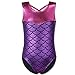 HUANQIUE Girls Kids Swimming Swimsuit Sleeveless One Piece Scale Purple 5-6 Years