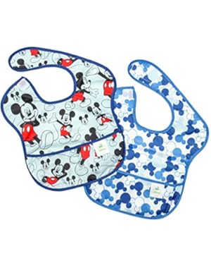 Bumkins Disney Baby Waterproof SuperBib 2 Pack, Mickey Mouse (Classic/Icon) (6-24 Months)