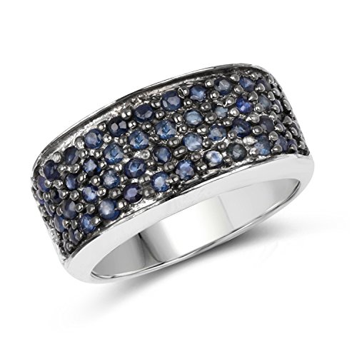 Johareez Blue Sapphire Eternity Band Ring in Sterling Silver