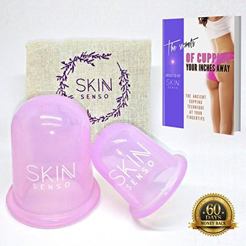 Clearance | Anti Cellulite Cup Set for Easy Cellulite Removal // 2 Silicone Vacuum Cupping Massage Cups to Firm, Sculpt and Tone your Body // 1 Large + 1 Medium + Cupping Your Inches Away e-book