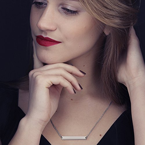 image for Wistic Bar Necklace Stainless Steel Gold Plated Adjustable with Engrav