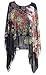 Ostale Women's Bohemian Batwing Sleeve Loose Tops Flower Chiffon Blouse Tee Top Shirt (Black)