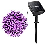 Lellel 3rd Gen Super Bright Solar Outdoor LED String Lights, for Yard Patio Garden Tree Party Wedding Decoration, Purple With 8 Working Modes