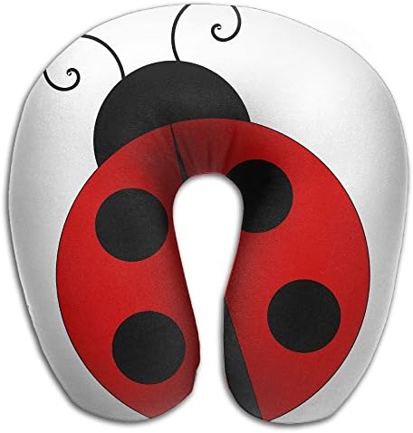 Lesi Yes U Shaped Neck Pillow Memory Foam Soft Cute Ladybug Indoor Outdoor Travel Airplane Car Office School