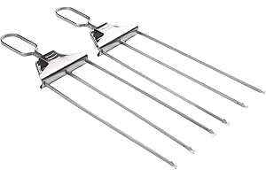3-Prong Stainless Steel BBQ Skewers for Kabobs – Heavy-Duty 304 Grade Metal Grilling Skewers, Reusable & Non-Bending, for Ide