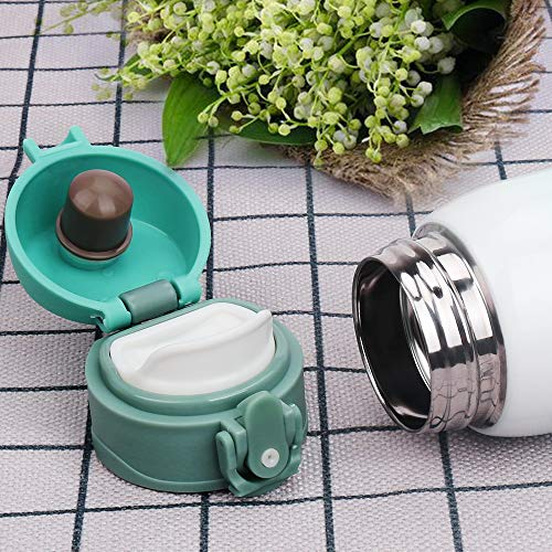 Kids Water Bottle Thermoses Rainbow Water Bottle Cup Metal Stainless Steel Vacuum Insulated Water Flask for School Kids Girls Lunch Box Leak Proof BPA Free No Straw (Green-White 11oz)
