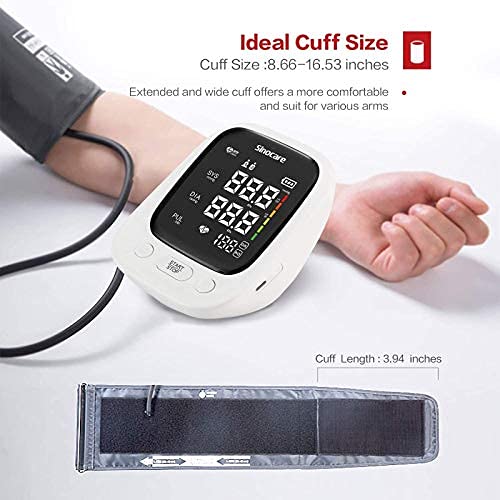 Sinocare Tensiomètre Bras Electronique, Tensiomètre au Bras Automatic Brassard Intelligent, Grand Écran LED, 2×90 Mémoire, Brassard Adjustable 22-42cm