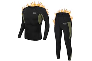 YUNOBLE Men’s Thermal Underwear Set, Winter Fleece Lined Sport Long Johns Base Layer Quick Drying Thermo for Hunting Skiing