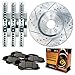 Max KT032113 Front + Rear Silver Slotted & Cross Drilled Rotors and Ceramic Pads Combo Brake Kit; Excl GT Bullitt Models Mustang