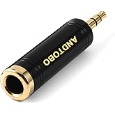ANDTOBO 1/4'' to 3.5mm Stereo Pure Copper Headphone Adapter, 1/8'' Plug Male to 1/4''（6.35 mm） Jack Female Stereo Adapter for