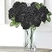 YINGSHENG Black Roses Artificial Flowers, 25pcs Real Looking Artificial Roses Black Foam Flower with Stem for Halloween Wedding Bridal Bouquets Baby Shower Party DIY Home Decoration