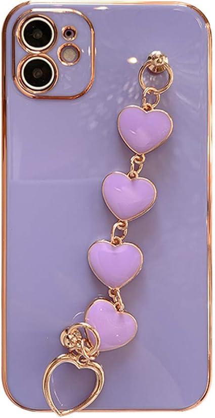 Amazon Co Jp Unnfiko Iphone 11 ケース ソフト 薄型 スリム ケース メッキ加工 アイフォン 11 ケース 可愛い 個性 ハートチェーン付き Iphone 11 パープル 家電 カメラ