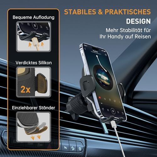 Kfz Handyhalterung Auto Lüftung： 360° Autohalterung Handy Halterung Auto, Phone Holder Car [Upgraded Hook & Silicone] Smartphone Handyhalter Auto für iPhone Samsung Google Sony Handys usw