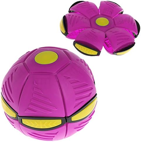 NDJK Flying UFO Flat Throw Disc Ball With LED Light Soft Kids Outdoor Game(Rose Red)
