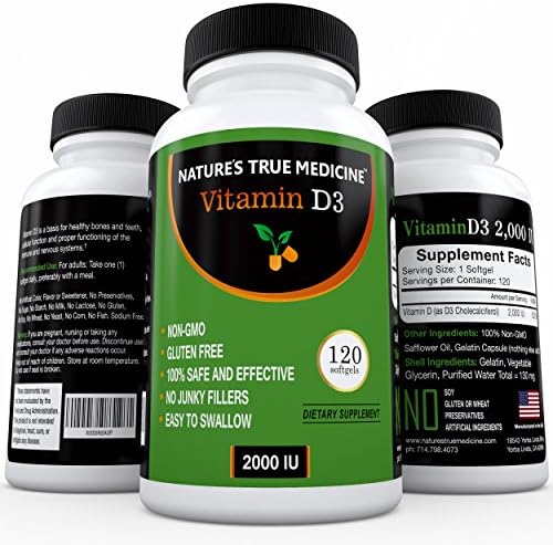 Vitamin D3 2000iu Supplement with Premium Quality Ingredients - High Potency D-3, Non-GMO, No Soy, Gluten, or Harmful Fillers – USA Made, Mini Liquid Softgels - 120 capsules
