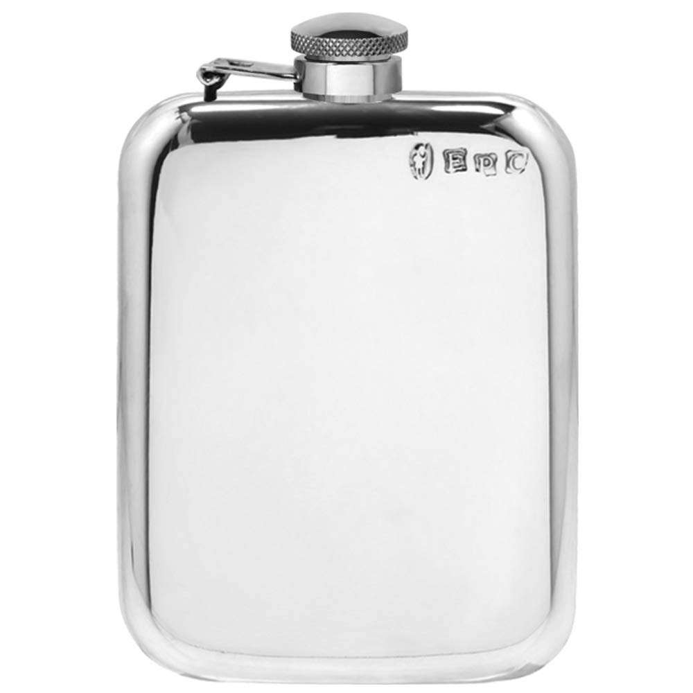 English Pewter Company 6oz Plain Pewter Hip Flask with Captive Top [SF435CT]