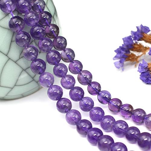 Natural Crystal Amethyst Chakra Gemstone Round Loose Beads for Jewelry Making Accessory (49-51Pcs) (8mm)