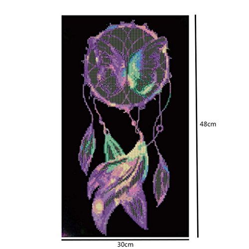 Sttech1 DIY Diamond Painting Kit, 5D Diamond Embroidery Rhinestone Cross Stitch Arts Craft Supply for Home Wall Decor, Dream Catcher, Catch Dreams (B)