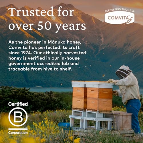 Comvita Manuka Honey UMF 15+ (MGO 514+) Raw, Monofloral - 250g (8.8 Oz) | Raw Manuka Honey New Zealand, Pure Unpasteurized Honey, Superfood for Immune Health, Wild, Use in Tea, Non-GMO