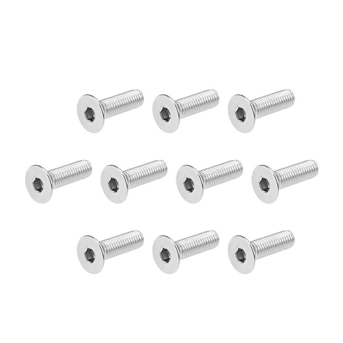 sourcing map M8x25mm Flat Head Machine Screws Inner Hex Screw 304 Stainless Steel Fasteners Bolts 10Pcs