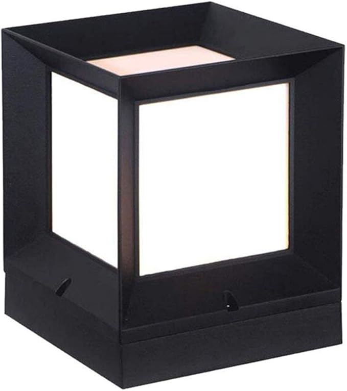 Outdoor Pedestal Light Black Modern E27 Waterproof IP44 Cast Aluminum