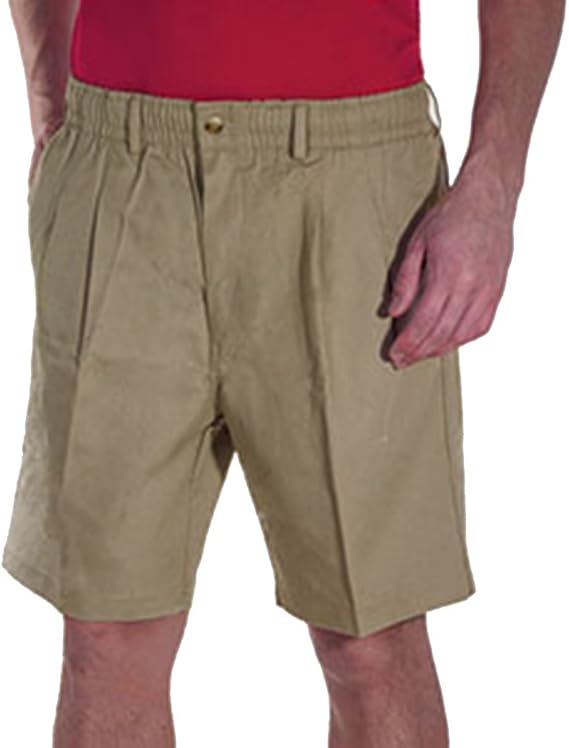 mens elastic waist twill shorts