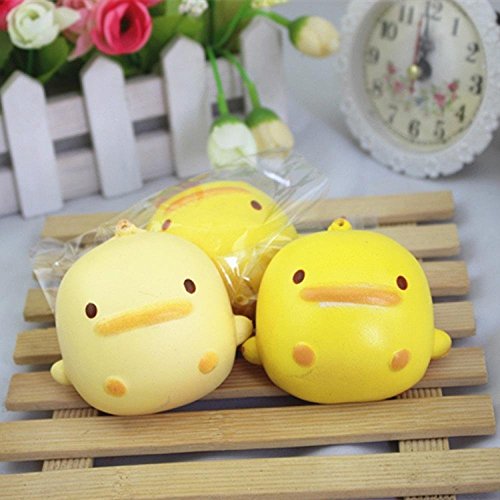 Inverlee Squishy Cute Yellow Duck Bread Phone Straps Slow Rising Bun Charms Gifts Toys (A)