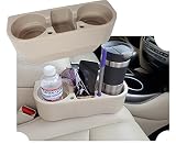Universal Auto | Car Seat Drink Cup Holder Cell Holder Storage Bin, with Pen Hole - Beige