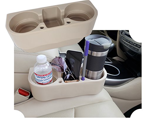 Universal Auto | Car Seat Drink Cup Holder Cell Holder Storage Bin, with Pen Hole - Beige