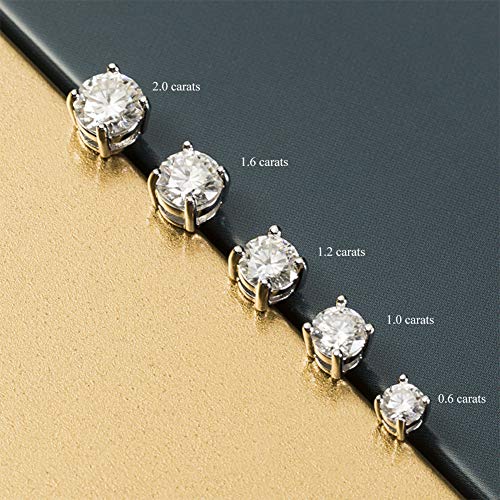 Moissanite Stud Earrings, 1ct 5mm DF Color Brilliant Round Cut Lab