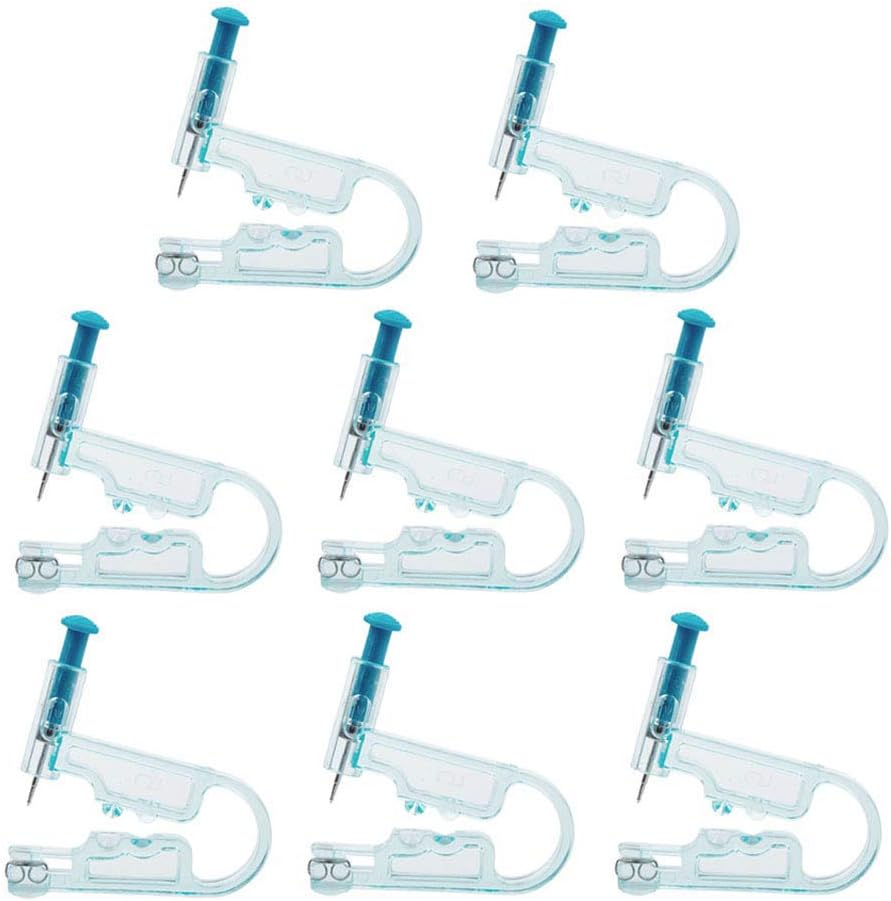 Romlon Ear Piercing Gun, 8pcs disposable Safety Ear Piercing Gun Unit Tool with Asepsis Pierce Kit Blue for Piercing kit Piercing Supplies