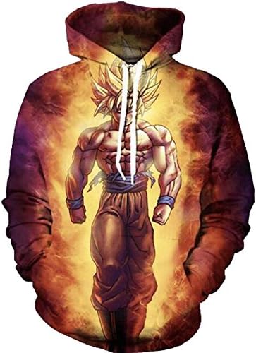 PIZZ ANNU 3D Cartoon Dragonball Printing Hooded Pullover Sweater Men's Sweater
