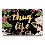Thug Life Flowers Doormat Entrance Mat Floor Mat Rug Indoor/Outdoor/Front Door/Bathroom Mats Rubber Non Slip (30"x18",45cmx75cm)