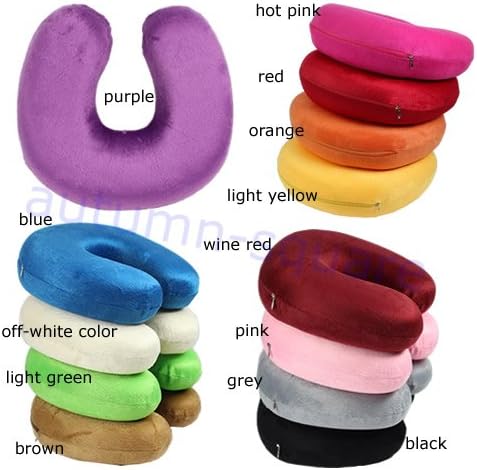 U-Shape Pillow Memory Foam Neck Headrest Car Flight Travel Soft Nursing Cushion (Orange)