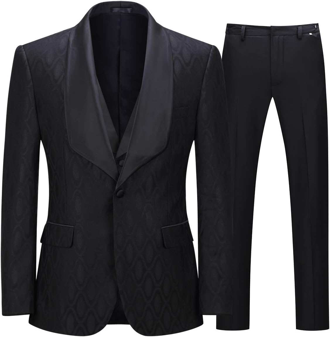 Boyland Mens 3 Piece Tuxedos Vintage Groomsmen Wedding Suit Complete Outfits(Jackets+Vest+Trousers)