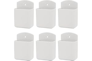 foxwake Remote Control Holder Wall Mount 6Pack, Hole-Free Storage Box for Tv Fan Light Air-Conditioner RV Table Small Adhesive Organizer for Bedroom Headboard Office Playroom White
