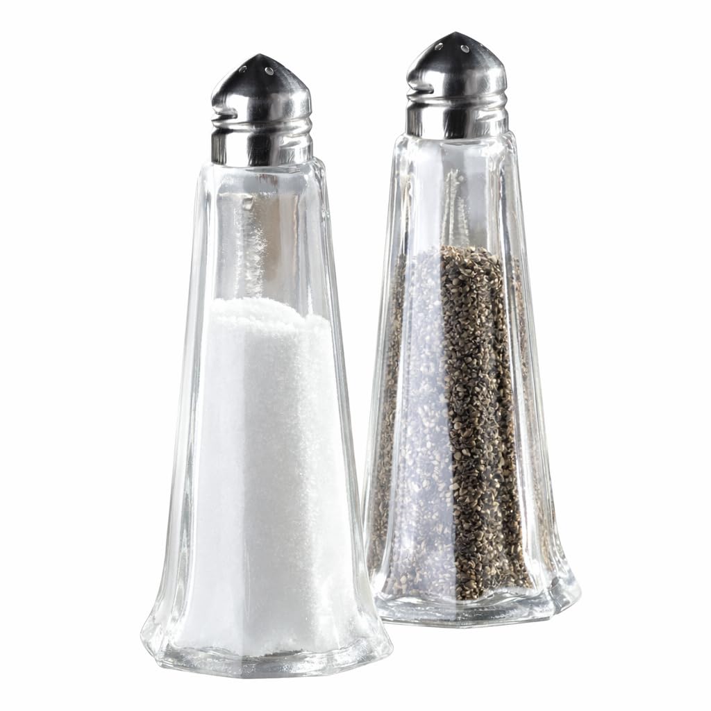Glow Traditional Salt and Pepper Sets – Set of 2 Glass Lighthouse Design Salt and Pepper Pots – Perfect for Dining Table Home Restaurant Café – Easy-to-Use Salt and Pepper Shaker - Condiment Set