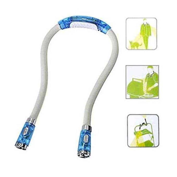 Leoie Neck Hug Night Light Lamp Flexible Adjustable 4 Modes LED Handsfree Reading Book Lamp Blue + White