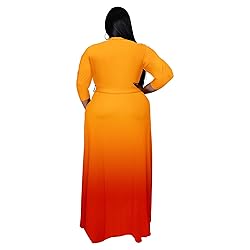 Runwind Plus Size Dress for Women 3/4 Sleeve V Neck