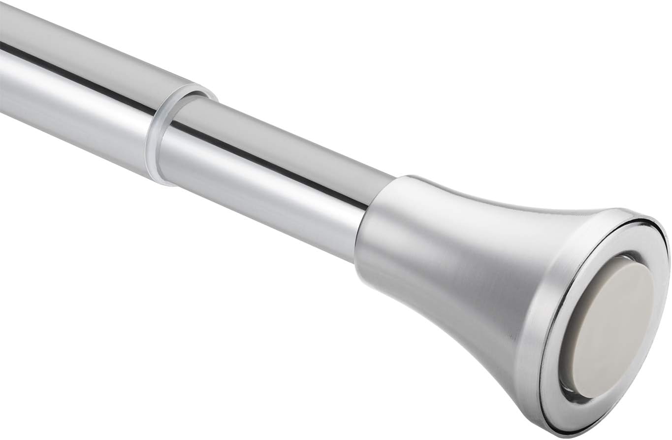 AmazerBath Chrome Shower Curtain Rod 42-72 Inches Adjustable Tension Curtain Rod No Drill Bathroom Curtain Rod Rust-Resistant for Bathroom Bedroom Window Closet, Chrome