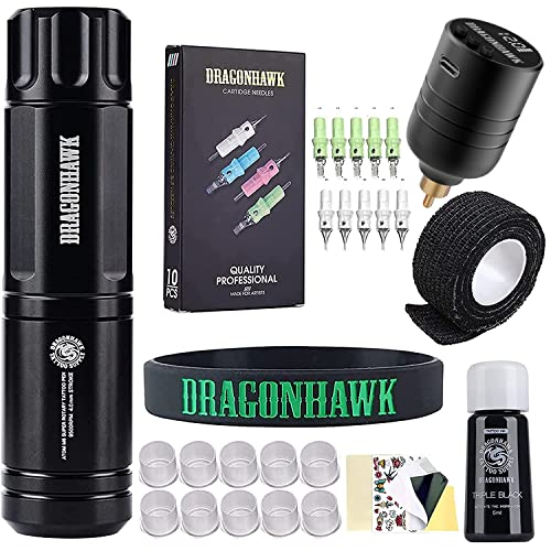 Dragonhawk Wireless Tattoo Pen Machine Kit B1 Cordless Battery Power