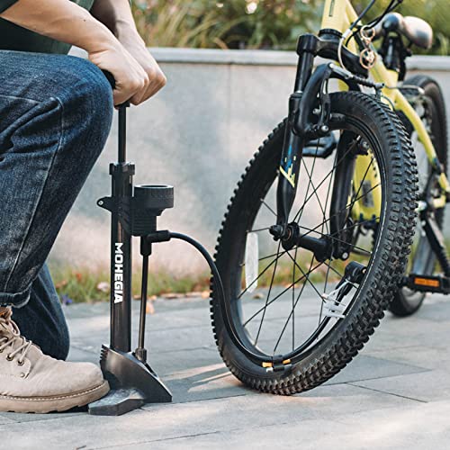 Bike Pump With Pressure Gauge - 160 PSI Floor Pump For Presta & Schrader Valves, Includes Accessories