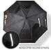 Golf Umbrella Large 48 Inches For All Purposes - Automatic Opening. Fiberglass Frame. Vented Double Canopy. Reflective Velcro Straps - Wind and Rain Resistant - Handy Shoulder Carrying Bag - Black