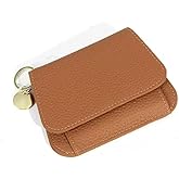 IDIDG Small Wallet for Women RFID Blocking Genuine Leather Slim Keychain Wallet Tri-Fold Card Case with Coin Pocket(Brown)