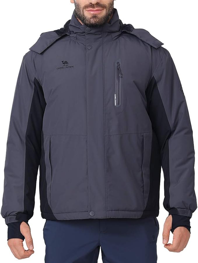 CAMEL CROWN Mens Waterproof Winter Coat Snow Ski Jacket