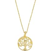 IQIC Gold Owl Necklace for Women Cute Tree of Life Pendant Necklace Vintage Bird Tree Crystal Choker Chain Necklace Mother's Day Jewelry Present